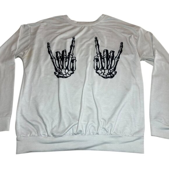 Shein Skeleton Handprint Pullover Sweater Womens Size M​​​ - Picture 3 of 7